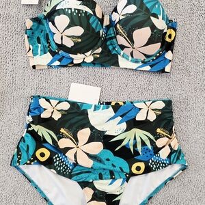 Tropical Floral Print Women's Bikini Set